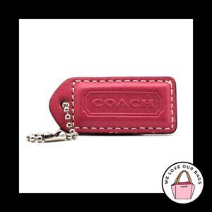 2" Y2K VINTAGE COACH Pink Saddle Leather Nickel Fob Bag Charm Keychain Hang Tag